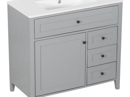 Bathroom Vanity With Sink, Cabinet With 3 Drawers And Adjustable Shelf
