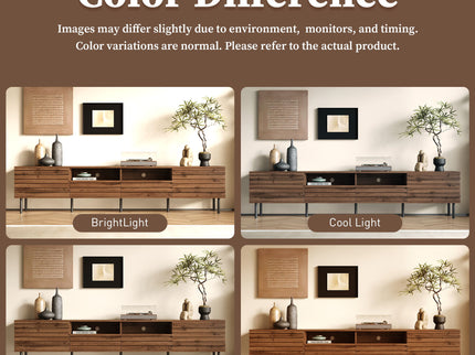 TV Stand For TVs Up To 85" With Closed Storage, Soft Closing Hinges - Walnut