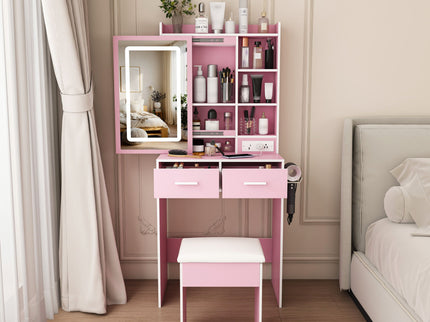 Small Makeup Vanity Desk With Adjustable LED Lights