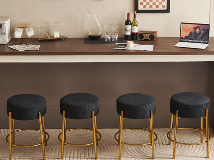 Round Bar Stools (Set of 2), Contemporary Upholstered Dining Stools For Kitchens, Coffee Shops And Bar Stores - Legs