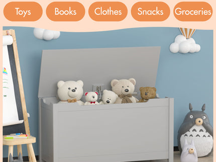 Toy Box Storage With Safety Hinged Lid