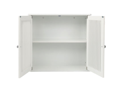 Louvered Double Door Wall Mounted Bathroom Cabinet - White