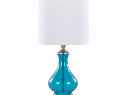 Jasmine - Contemporary Lamp - Clear Sapphire Blue Seeded / Nickel / White