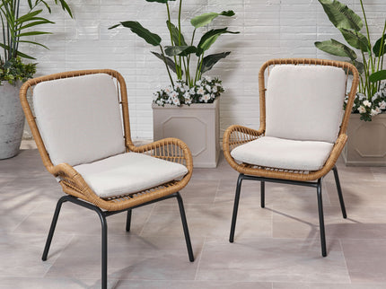 Outdoor Wicker Club Chair With Cushions (Set of 2)