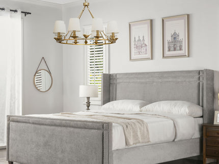 Elle - Wingback Upholstered King Bed - Silver Gray
