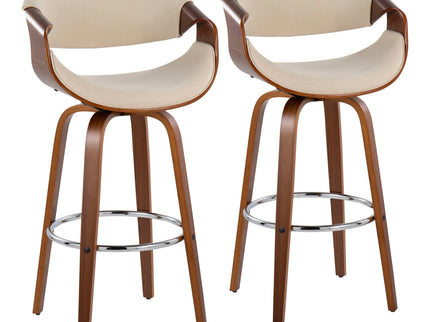 Curvini Mid - Century Modern Fixed Height Barstool With Swivel (Set of 2)