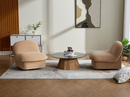 Pumpkin Shaped Swivel Accent Chair, 360 Degree Rotation For Living Room