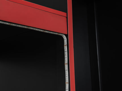 Gaming Loft Bed With Built In Desk, Wardrobe, LED Lighting And Drawer