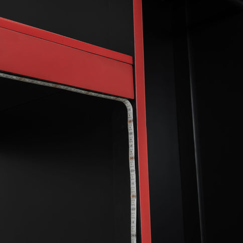 Gaming Loft Bed With Built In Desk, Wardrobe, LED Lighting And Drawer