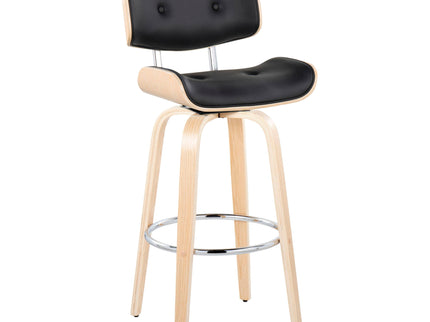 Lombardi - Mid Century Modern Fixed Height Barstool With Swivel With Round Footrest (Set of 2)