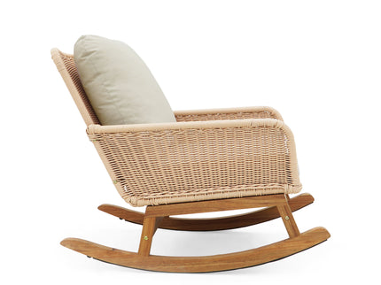 Contemporary Minimalist Wicker Rocking Chair With Soft Cushions
