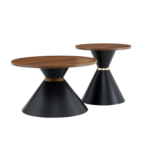 2 Piece Round Coffee Table Set For Living Room