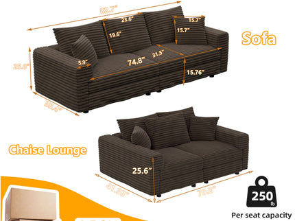 4 Seat Sofa, Modern Comfy Upholstered Sofa Cloud Couch, Deep Seat Couches With Soft Pillows