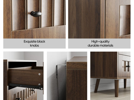 3 Drawer Dresser, Storage Cabinet With Vertical Grooves For Bedroom - Walnut