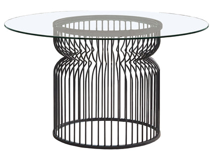 Round Dining Table Industrial Dining Table With Open Cage Base - Gunmetal