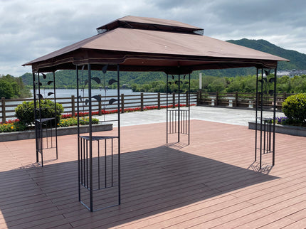 Patio Gazebo Tent With Ventilated Double Roof And Mosquito Net For Backyard Or Garden