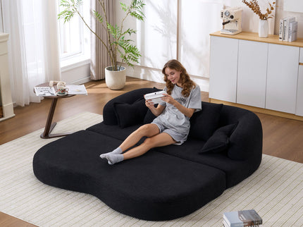 Foldable Sofa Bed, Boneless Couch Convertible Sleeper With 4 Pillows