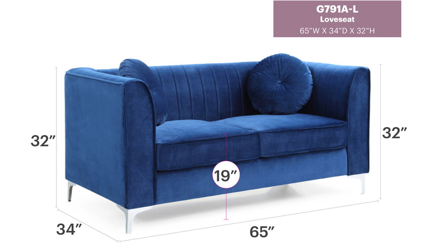 Glam Styled Micro Suede Loveseat