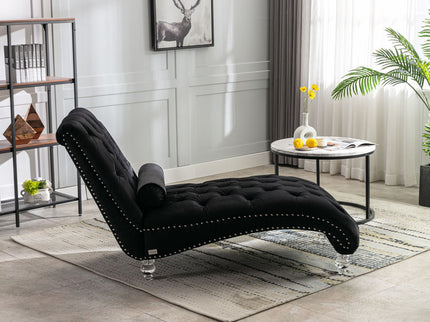 Chaise Lounge Indoor, Button Tufted Upholstered Chaise Lounge Chair With Pillow