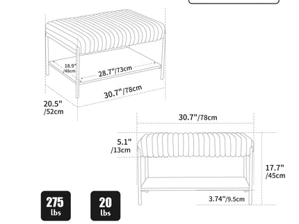 Upholstered Ottoman Coffee Table Foot Rest With Open Storage