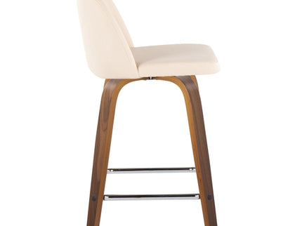 Toriano - Mid Century Modern Fixed Height Counter Stool With Swivel & Square Footrest (Set of 2)