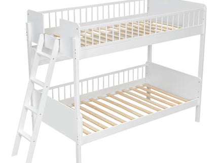 Bunk Bed With 3 Storage Shelves, Adjustable Ladder Left Or Right