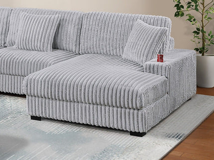RAF Chaise With Cup Holder Modular Living Room Furniture Pillow - Gray / Mink