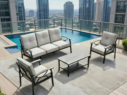 Patio Furniture Set With Coffee Table And Cushions For Backyard