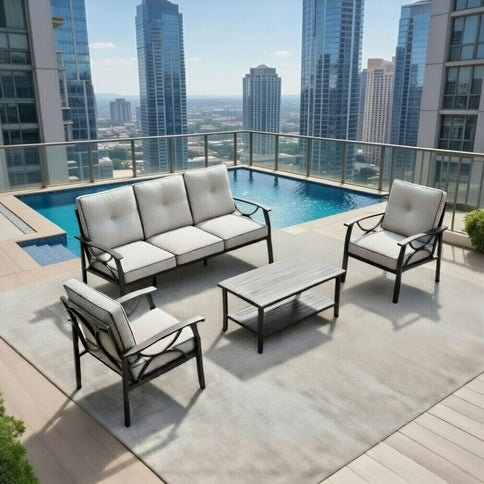 Patio Furniture Set With Coffee Table And Cushions For Backyard