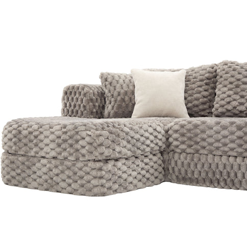 Modular Sectional Sofa, Boneless Couch With 2 Movable Ottomans