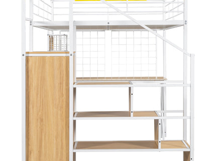 Loft Bed With Built In Work Station, Wardrobe, Storage Staircase And LED