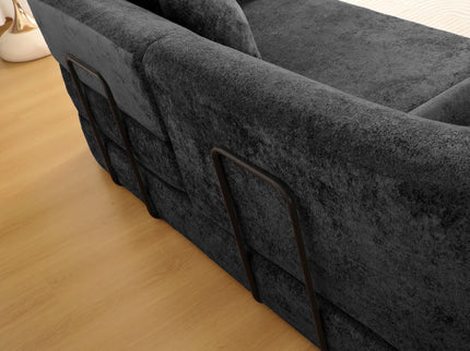 3 Seater Sofa With Built In Pet Bed Nook, Curved Design And 2 Throw Pillows