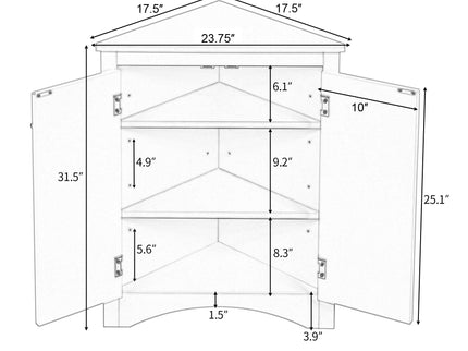 Triangle Bathroom Storage Cabinet With Adjustable Shelves, Freestanding Floor Cabinet - Oak