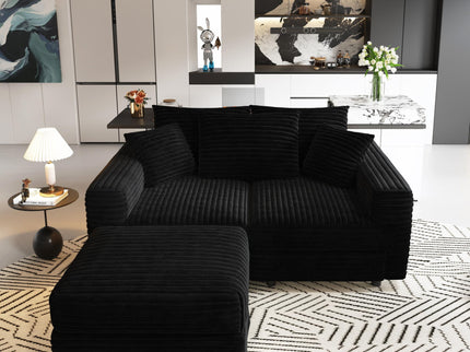 Deep Seat Convertible Sofa With Soft Pillows And Ottomans