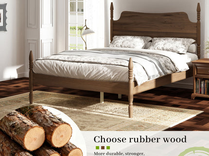 Retro 4 Poster Platform Bed Frame With Curved Tall Headboard