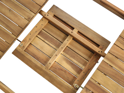 Wilson - Expandable Dining Table With Slat Design - Teak Acacia Wood