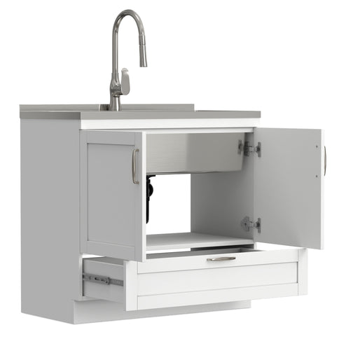 Reed - Deluxe Laundry Cabinet With Pull-Out Faucet And Stainless Steel Sink