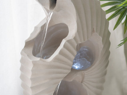 Abstract Water Fountain With Base With Light, For Indoor And Outdoor - White / Blue