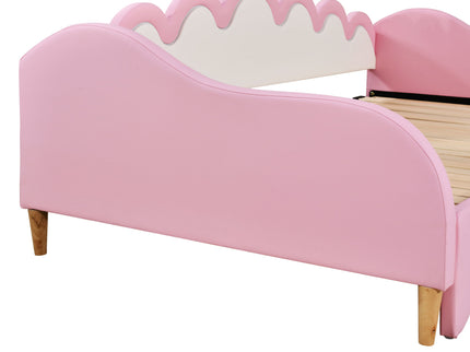 Extending Daybed With LED Lights, Modern Upholstered Princess Daybed With Crown Headboard