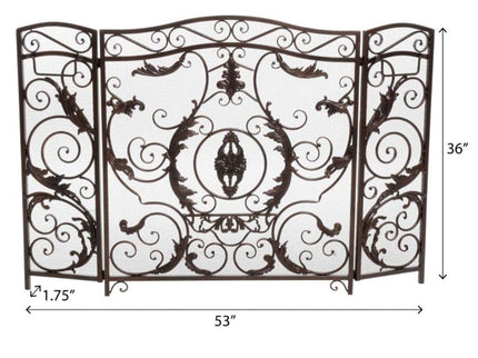Mariella - Traditional Floral Iron Fireplace Screen With Ornate Design