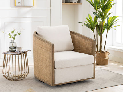 Barrel, Comfy Round Accent Sofa Chair With 360 Degree Swivel, Leisure Arm