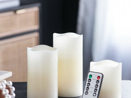 LED Candles With Remote Timer (Set of 3) - Ivory