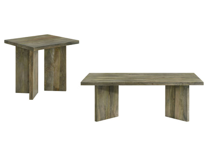 Neskowin - 2 Piece And End Table Set With Geometric Panels - Brown