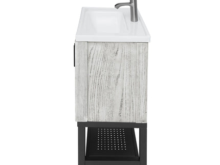 Modern Freestanding Bathroom Vanity With Ceramic Sink, Hot And Cold Faucet, Storage Cabinet & Open Shelf