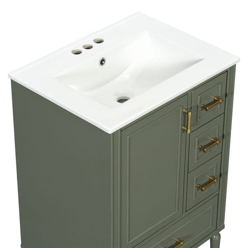 Modern Bathroom Vanity With Sink, Soft Close Doors, 3 Drawers