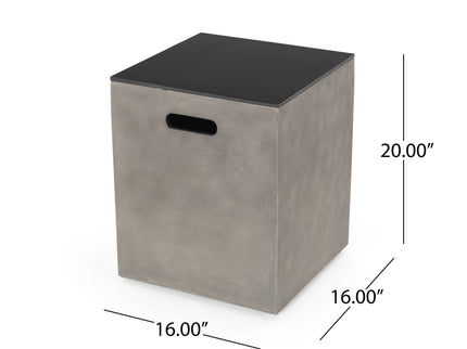 Modern Design Mgo Tank Holder Side Table With Ceramic Top - Black / Gray
