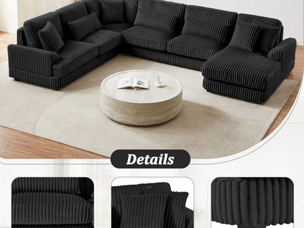 Oversized Sectional Sofa U - Shaped Sofa Couch Modern Sofa Upholstered In Soft With A Chaise Lounge For Living Room