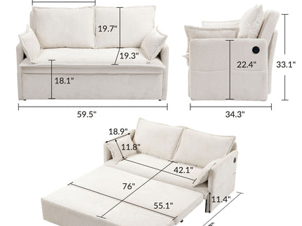 Pull Out Sofa Bed, Convertible Sleeper Sofa Couch, Side Storage, And USB / C - Type Charging Ports Chair