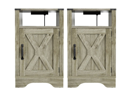 Farmhouse Nightstand, Charging Station & Storage
