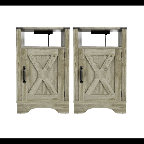 Farmhouse Nightstand, Charging Station & Storage